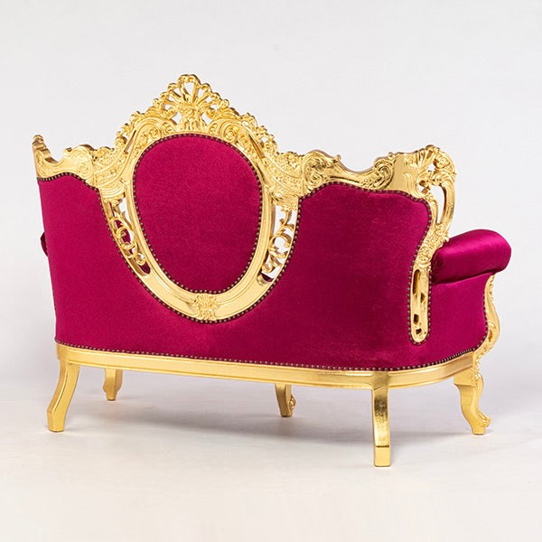 ロココハイグレード2シーターソファ　ギルディングゴールド x ルビーレッド