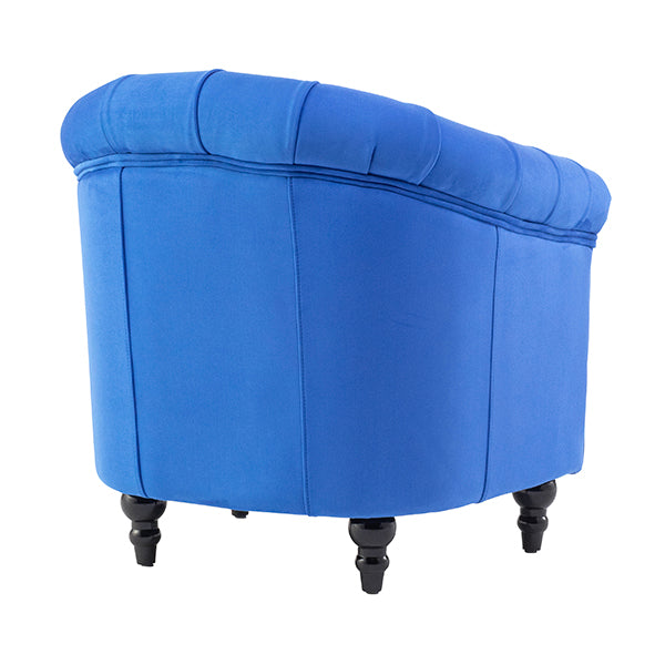 ロイヤルブルーベルベットコンパクトチェスターフィールドラウンジシングルソファ　VINCENT