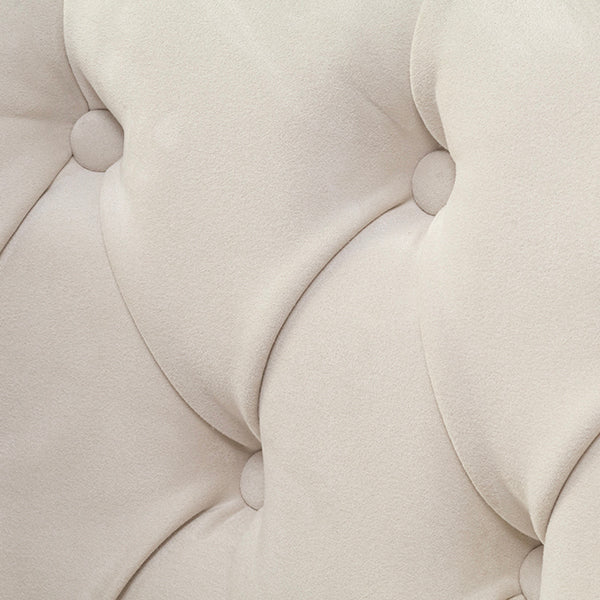 オフホワイトベルベットコンパクトチェスターフィールドラウンジシングルソファ　VINCENT