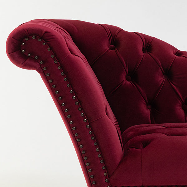 レッドベルベットチェスターフィールドカウチソファ　VINCENT(ヴィンセント)