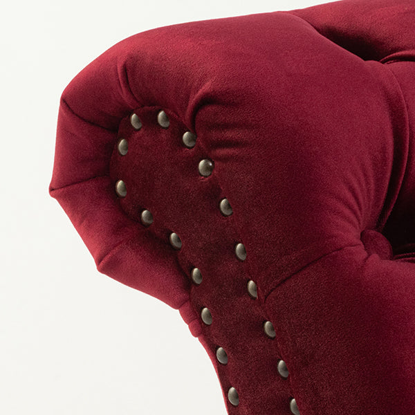 レッドベルベットチェスターフィールドカウチソファ　VINCENT(ヴィンセント)