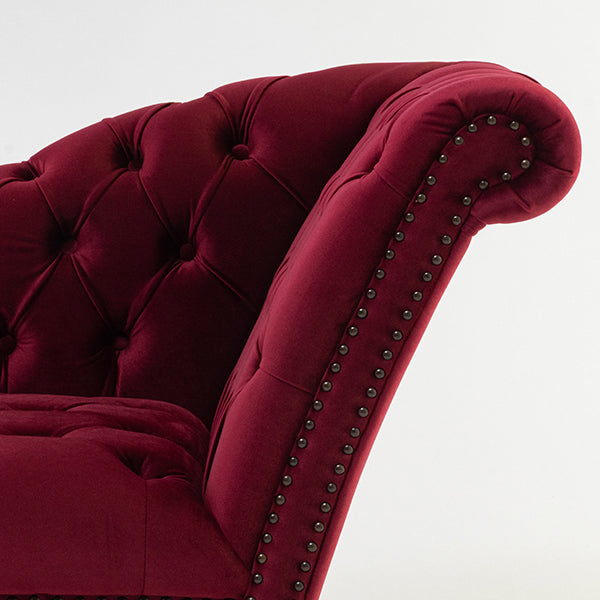 レッドベルベットチェスターフィールドカウチソファ　VINCENT(ヴィンセント)