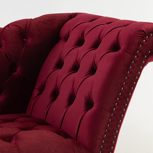 レッドベルベットチェスターフィールドカウチソファ　VINCENT(ヴィンセント)