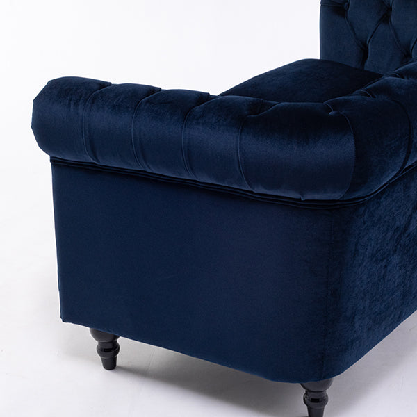 ネイビーブルーベルベットコンパクトチェスターフィールド2シーターソファ　VINCENT