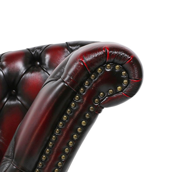 ウォッシュオフレッドレザーチェスターフィールドカウチソファ　VINCENT(ヴィンセント)