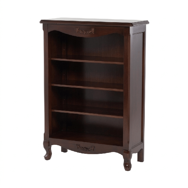 ロココ調　木製オープンブックケース　ブラウン