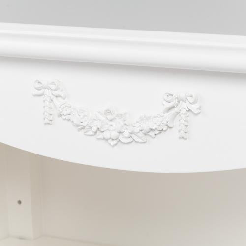 ロココ調　木製オープンブックケース　ホワイト