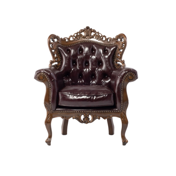 ロココ調シングルソファ　ブラウン x ブラウンPU　Symphony(シンフォニー)