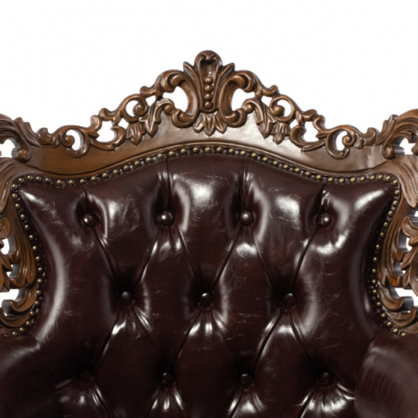 ロココ調シングルソファ　ブラウン x ブラウンPU　Symphony(シンフォニー)