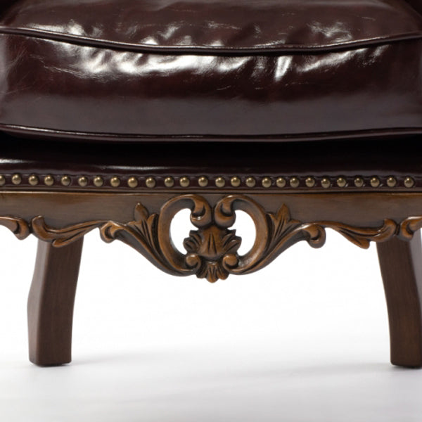 ロココ調シングルソファ　ブラウン x ブラウンPU　Symphony(シンフォニー)