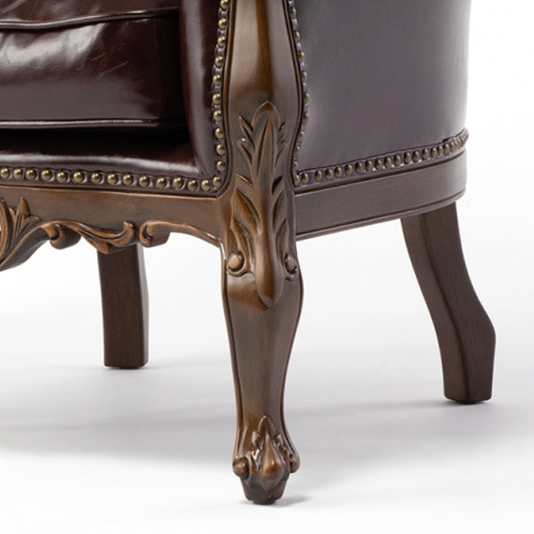 ロココ調シングルソファ　ブラウン x ブラウンPU　Symphony(シンフォニー)