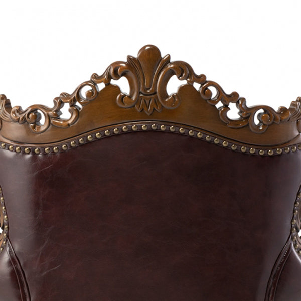 ロココ調シングルソファ　ブラウン x ブラウンPU　Symphony(シンフォニー)