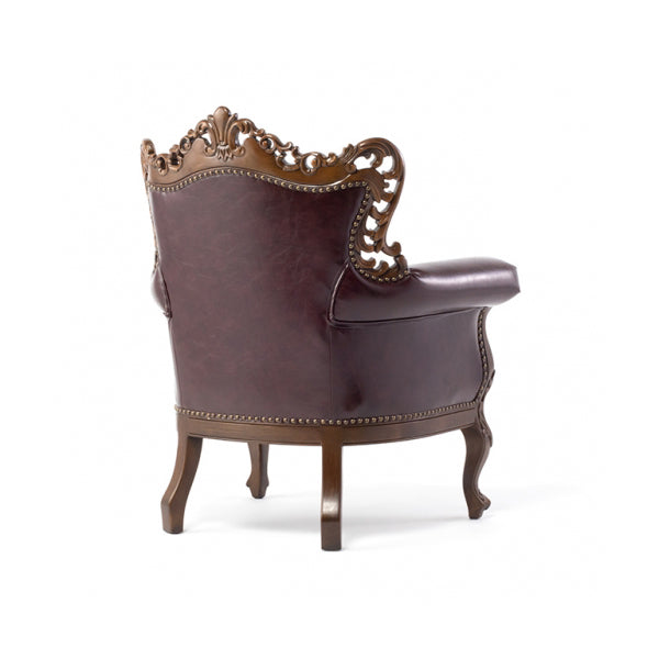 ロココ調シングルソファ　ブラウン x ブラウンPU　Symphony(シンフォニー)