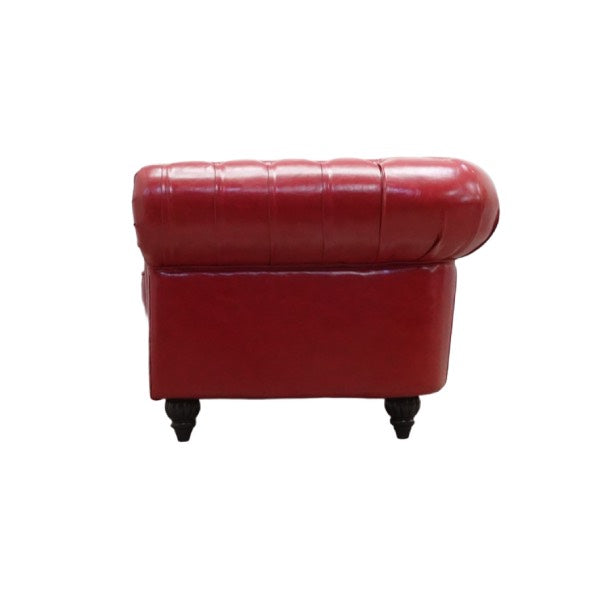 レッドPUレザーチェスターフィールド2シーターソファ　CLUBMAN(クラブマン)
