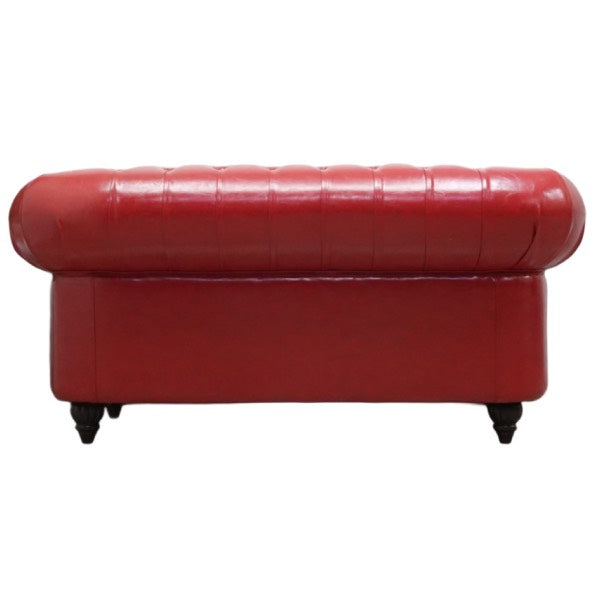 レッドPUレザーチェスターフィールド2シーターソファ　CLUBMAN(クラブマン)