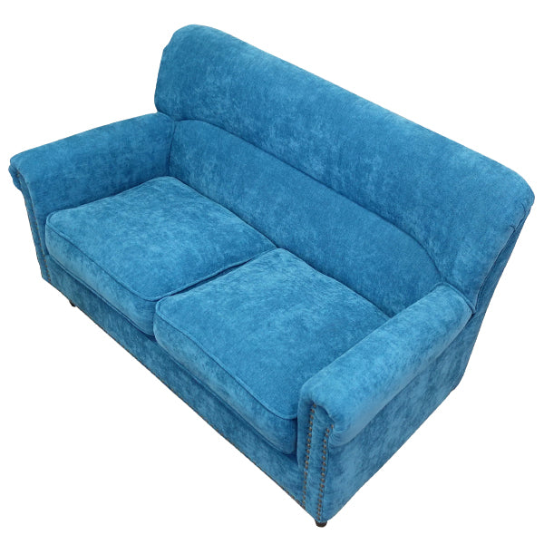 ブルーファブリックヴィンテージスタイル2シーターソファ　VINCENT(ヴィンセント)