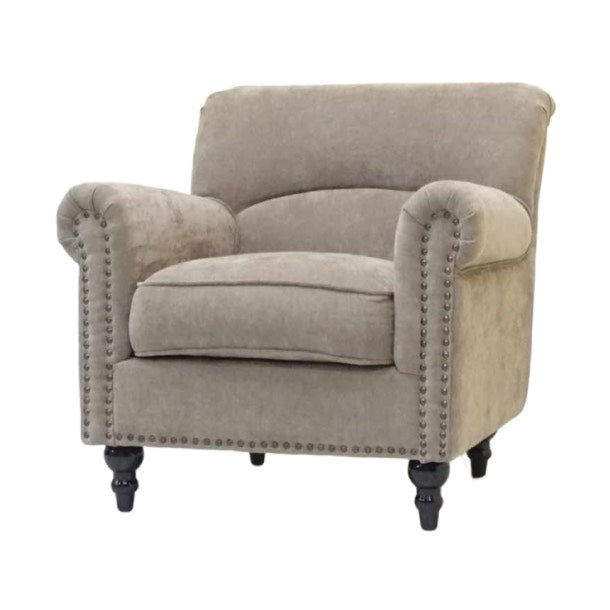 ライトグレーファブリックヴィンテージスタイルシングルソファ VINCENT(ヴィンセント)