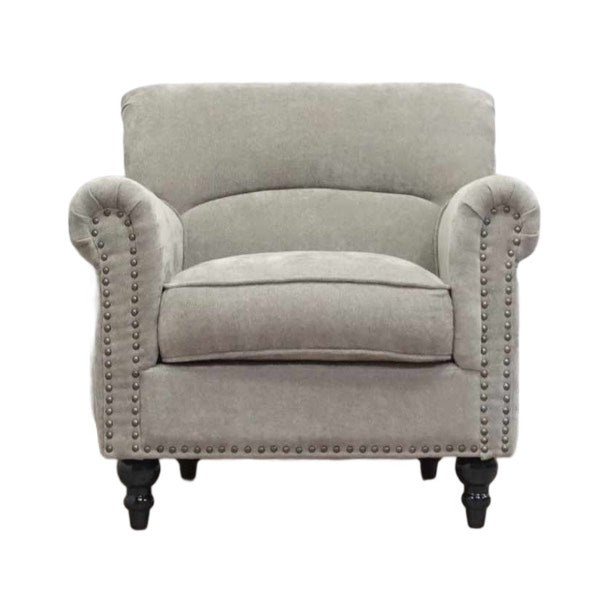 ライトグレーファブリックヴィンテージスタイルシングルソファ VINCENT(ヴィンセント)