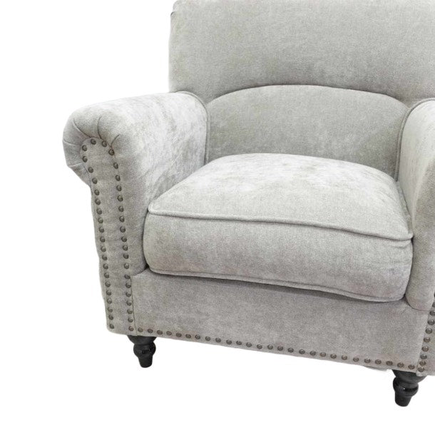 ライトグレーファブリックヴィンテージスタイルシングルソファ VINCENT(ヴィンセント)