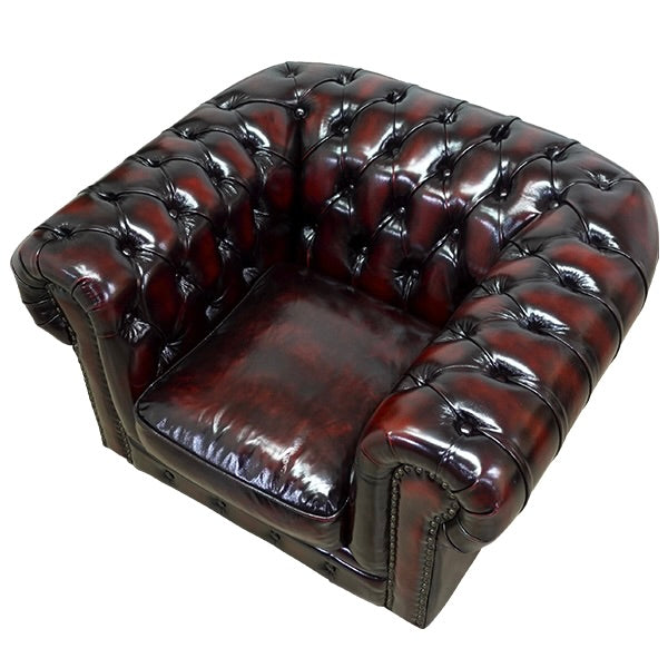 ウォッシュオフレッドレザーチェスターフィールドシングルソファ　CLUBMAN(クラブマン)