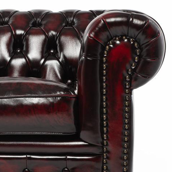 ウォッシュオフレッドレザーチェスターフィールドシングルソファ　CLUBMAN(クラブマン)