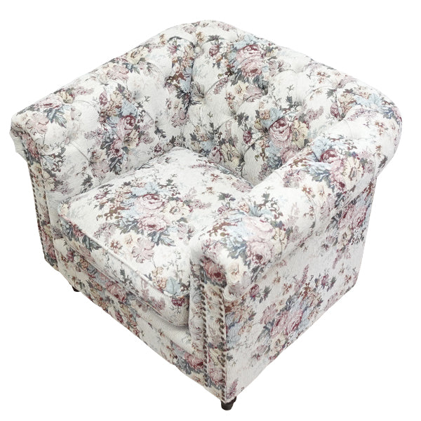 ゴールドベルベットコンパクトチェスターフィールドシングルソファ　VINCENT(ヴィンセント)