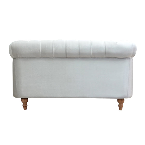 パールホワイトベルベットコンパクトチェスターフィールド2シーターソファ　VINCENT(ヴィンセント)