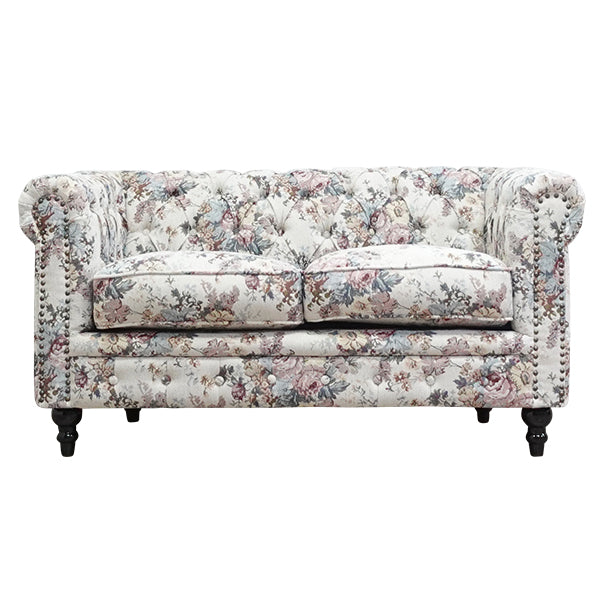 フラワーファブリックコンパクトチェスターフィールド2シーターソファ　VINCENT