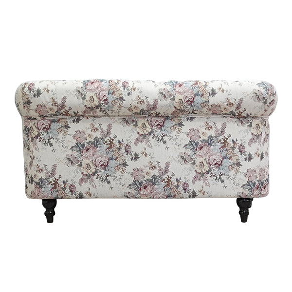 フラワーファブリックコンパクトチェスターフィールド2シーターソファ　VINCENT