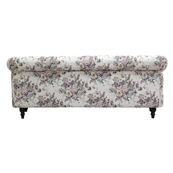 フラワーファブリックコンパクトチェスターフィールド3シーターソファ　VINCENT