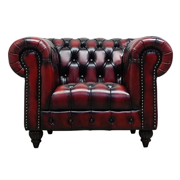 ウォッシュオフレッドレザーチェスターフィールドシングルソファ　CLUBMAN(クラブマン)