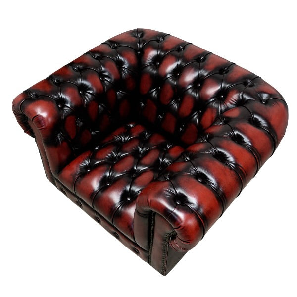 ウォッシュオフレッドレザーチェスターフィールドシングルソファ　CLUBMAN(クラブマン)