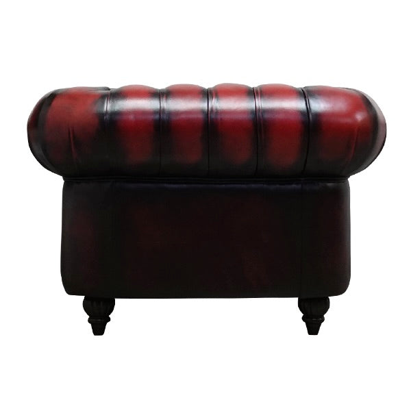 ウォッシュオフレッドレザーチェスターフィールドシングルソファ　CLUBMAN(クラブマン)