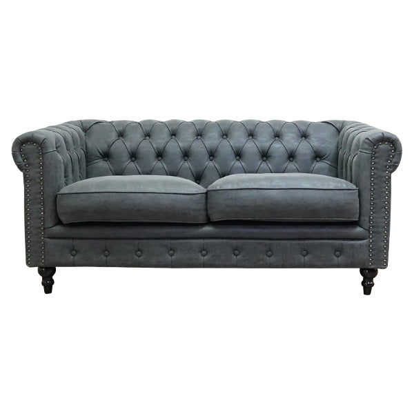 ヴィンテージブラックPUレザーコンパクトチェスターフィールド2.5シーターソファ　VINCENT(ヴィンセント)