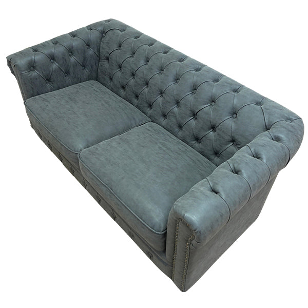 ヴィンテージブラックPUレザーコンパクトチェスターフィールド2.5シーターソファ　VINCENT(ヴィンセント)