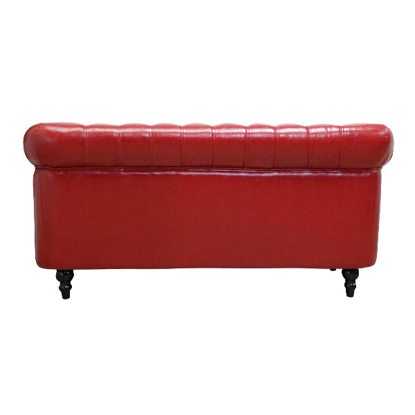 レッドPUレザーコンパクトチェスターフィールド2.5シーターソファ　VINCENT(ヴィンセント)
