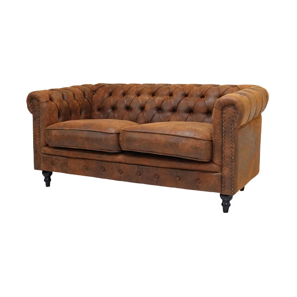 ヴィンテージレザー調ファブリックコンパクトチェスターフィールド2.5シーターソファ　VINCENT(ヴィンセント)