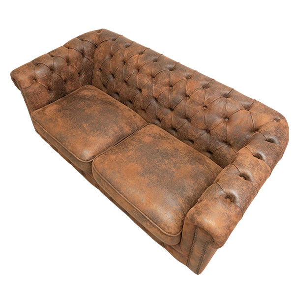 ヴィンテージレザー調ファブリックコンパクトチェスターフィールド2.5シーターソファ　VINCENT(ヴィンセント)