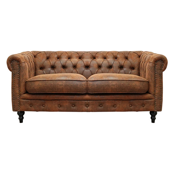 ヴィンテージレザー調ファブリックコンパクトチェスターフィールド2.5シーターソファ　VINCENT(ヴィンセント)