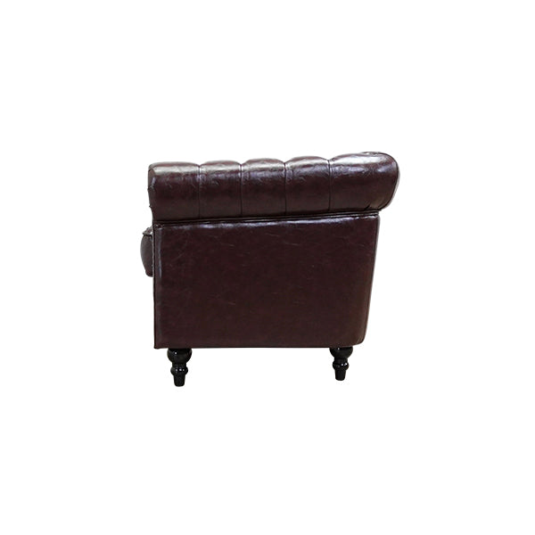 ダークブラウンPUレザーコンパクトチェスターフィールド2.5シーターソファ　VINCENT(ヴィンセント)