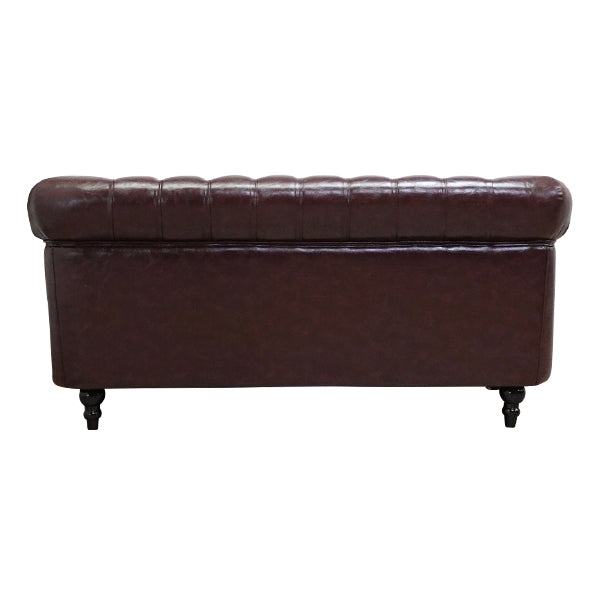 ダークブラウンPUレザーコンパクトチェスターフィールド2.5シーターソファ　VINCENT(ヴィンセント)