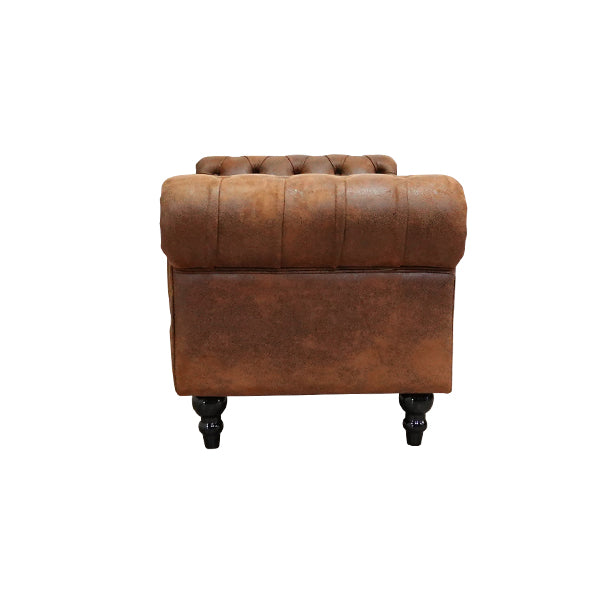 ヴィンテージレザー調ファブリックチェスターフィールドスツール(チェア)　VINCENT