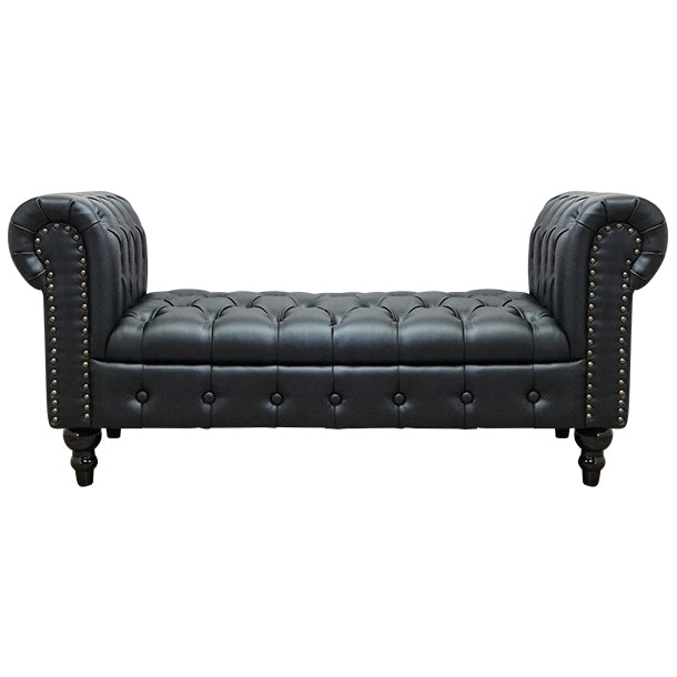 ブラックPUレザーチェスターフィールドスツール(チェア)　VINCENT