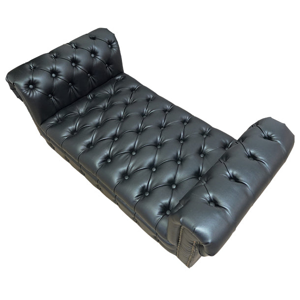 ブラックPUレザーチェスターフィールドスツール(チェア)　VINCENT