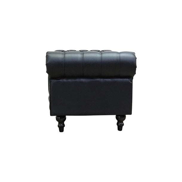 ブラックPUレザーチェスターフィールドスツール(チェア)　VINCENT