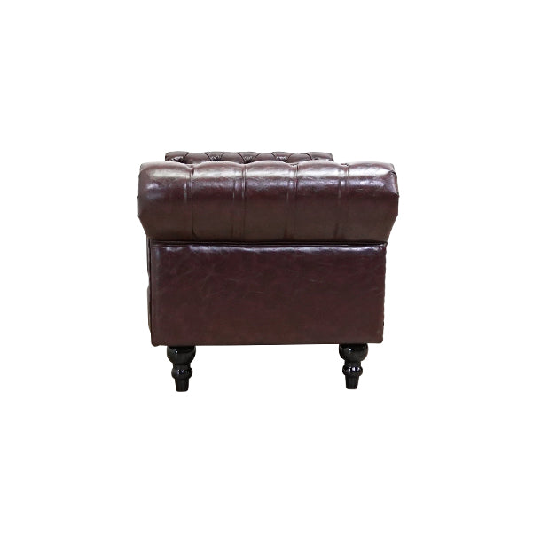 ダークブラウンPUレザーチェスターフィールドスツール(チェア)　VINCENT
