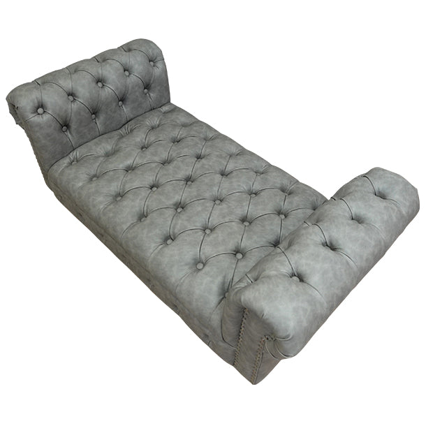 グレーPUレザーチェスターフィールドスツール(チェア)　VINCENT