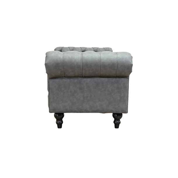 グレーPUレザーチェスターフィールドスツール(チェア)　VINCENT