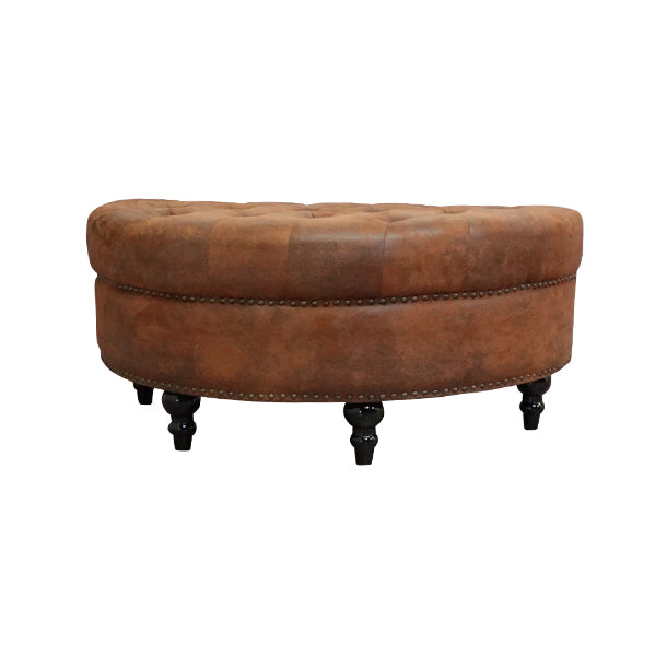 ヴィンテージレザー調ファブリックハーフムーンスツール　VINCENT