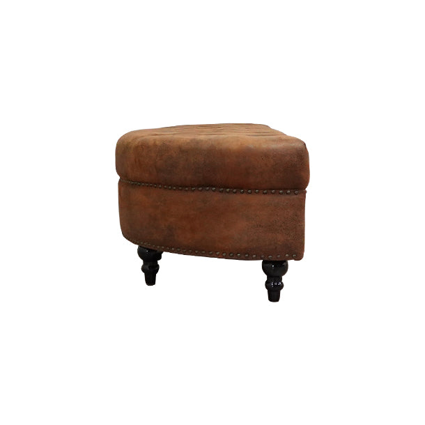 ヴィンテージレザー調ファブリックハーフムーンスツール　VINCENT